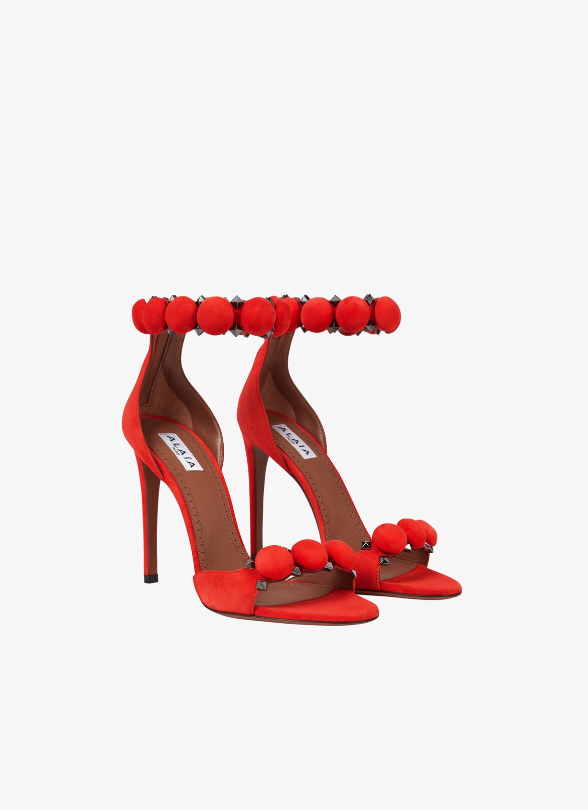 BOMBE SANDALS IN SUEDE GOATSKIN ALAÏA RED BOMBE SANDALS IN SUEDE GOATSKIN
